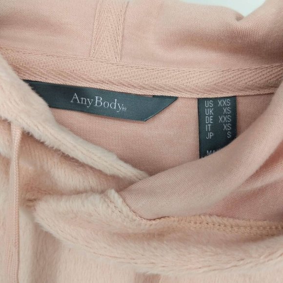 AnyBody Fleece French Terry Wide Sleeve Hooded Sweatshirt Mitsy Rose Size XXS - Picture 2 of 4